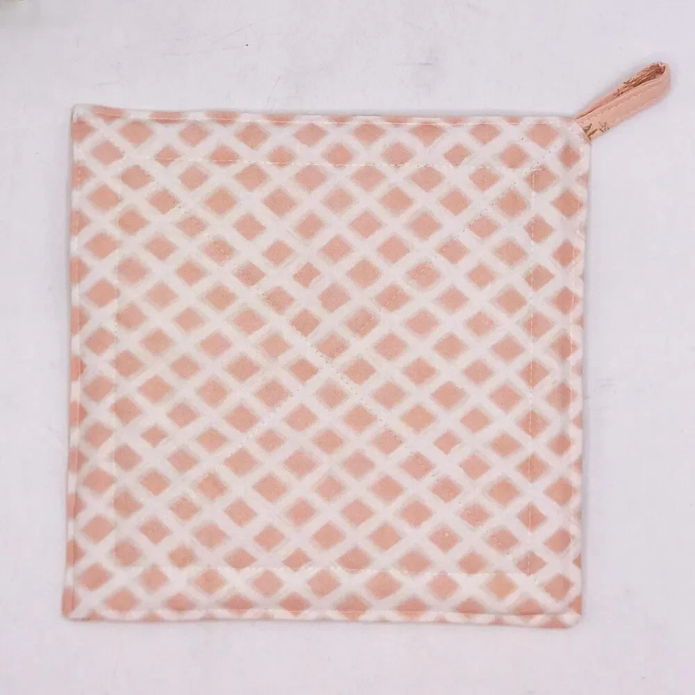 2 Square Potholders, Pink Pony Horse Head Cottage Core Kitchen 7x7 Inches